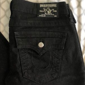 True Religion black jeans with bling buttons